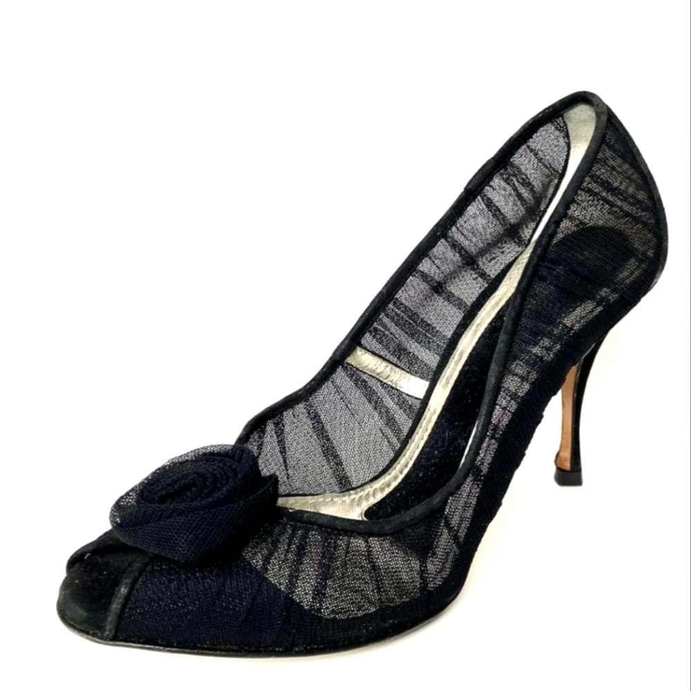 Dolce & Gabbana Lace Flower & Suede Heels